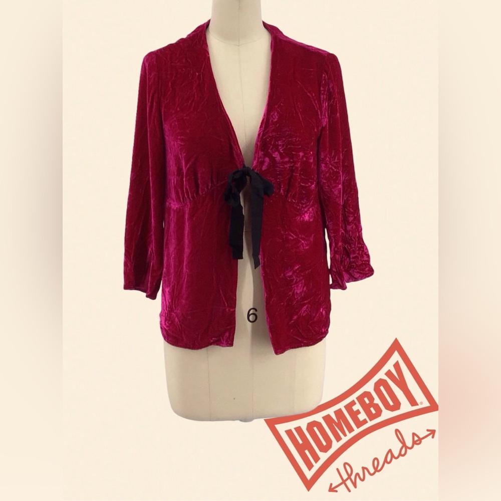Reformation Velvet Cardigan in Rich Red